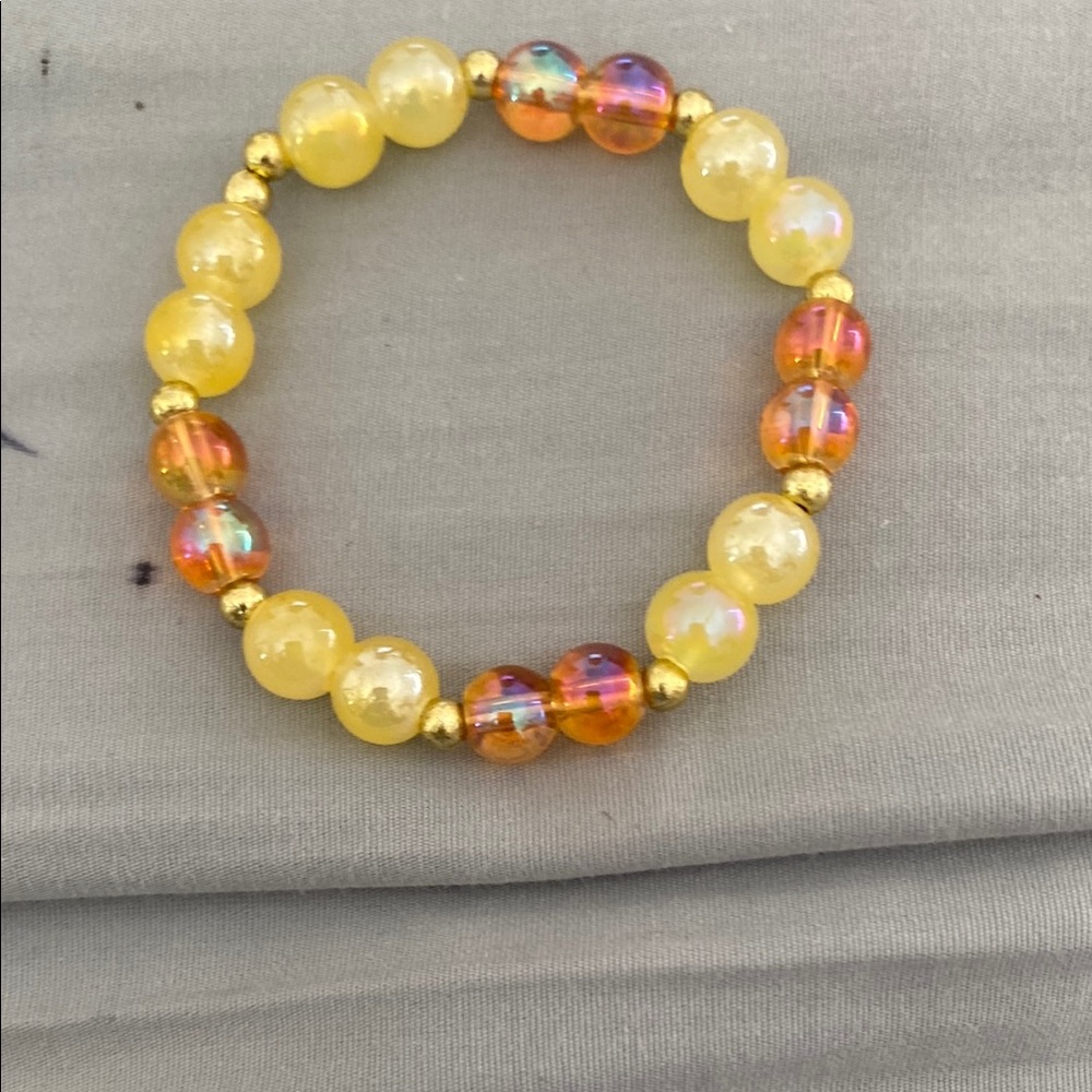Yellow and Gold Beaded Bracelet